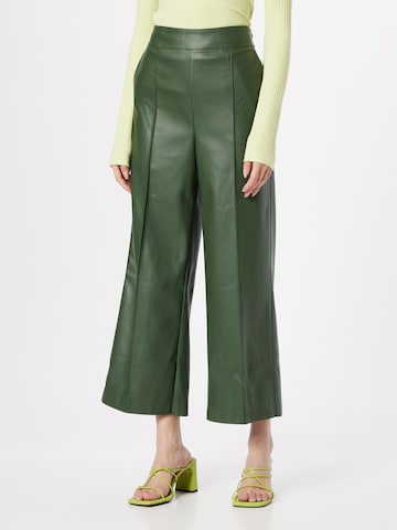 Warehouse Wide leg Trousers with creases in Green: front