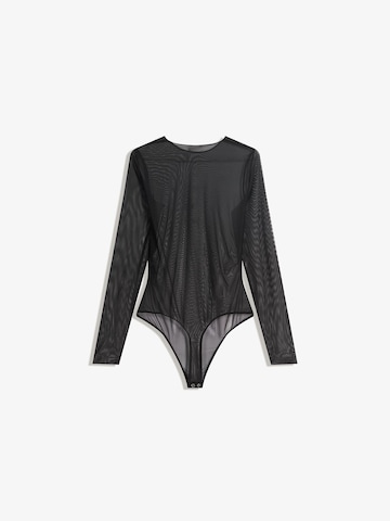 Bershka Koszula body w kolorze czarny: przód