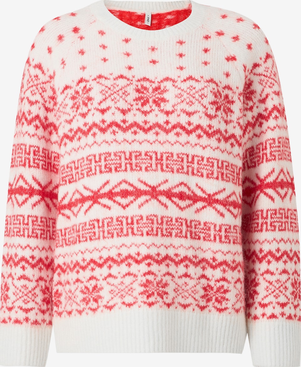 Pulover 'ONLXMAS NORDIC' de la ONLY pe alb: față