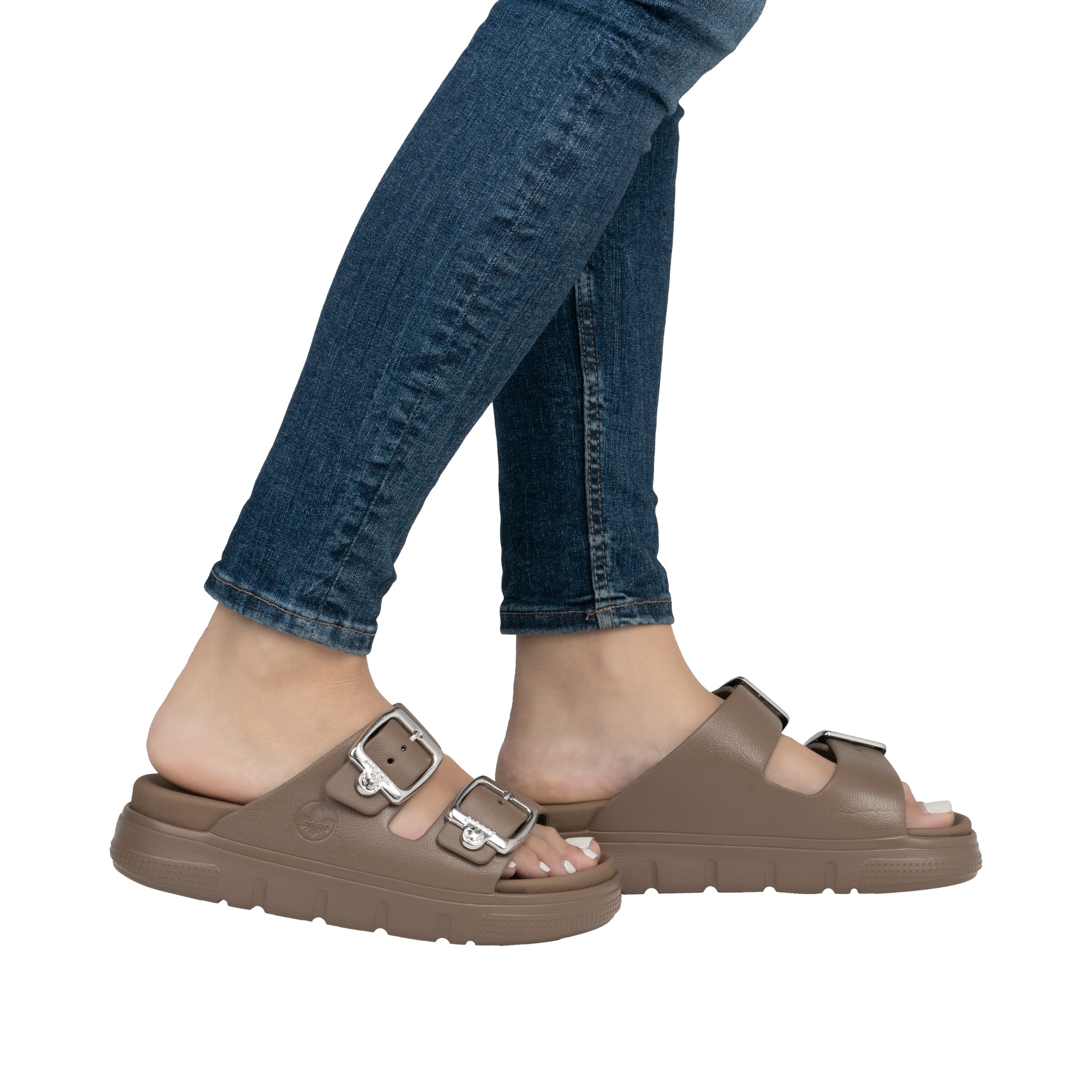 Rieker Mules in Brown: front