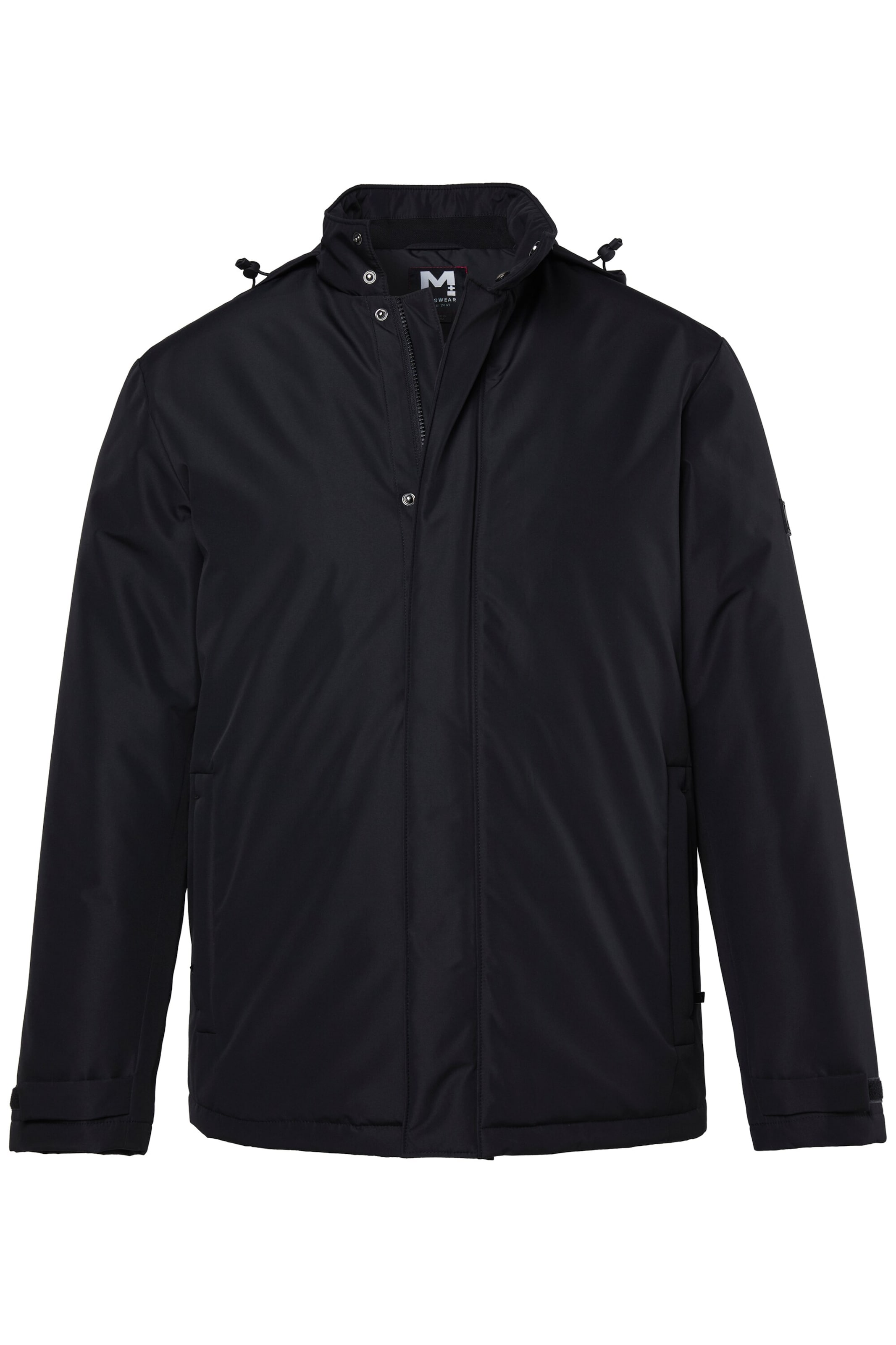 Men Plus Jacke in Schwarz: Vorderseite