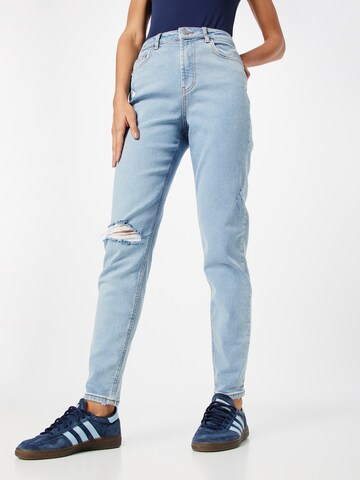 PIECES Tapered Jeans 'Leah' in Blauw: voorkant