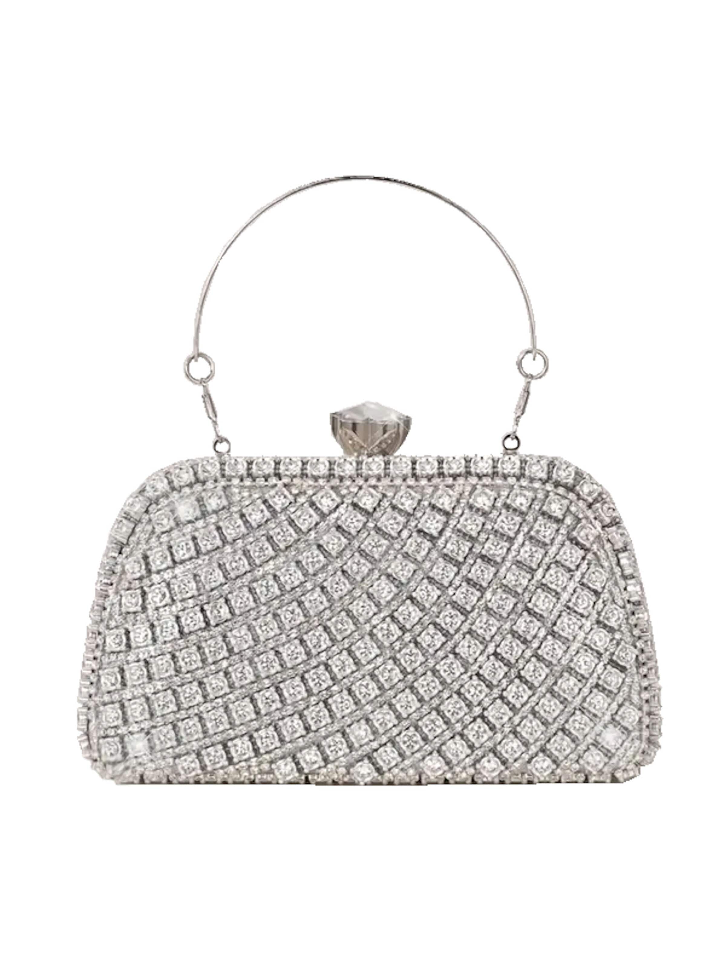 Tomshop24-7 Clutch 'Diamond II' in Silver: front