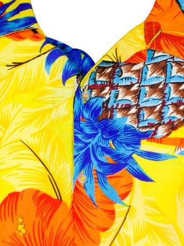 King Kameha Shirt 'Pineapple Hibiscus Shadow Line'‌‌ in Gelb