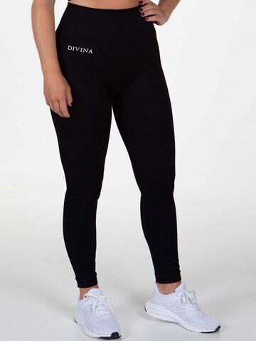 Divina Slimfit Leggings 'Wavy' in Schwarz