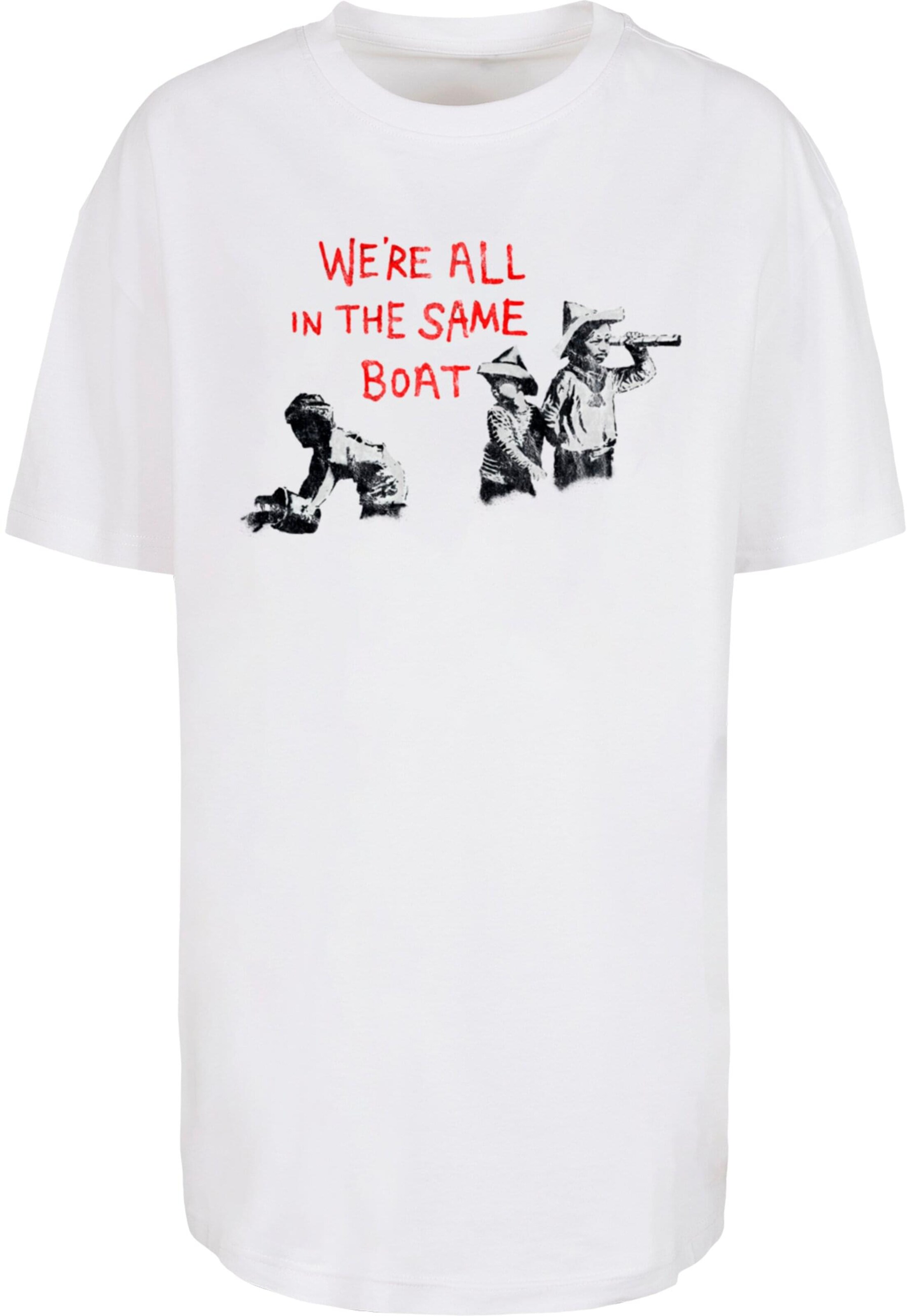 Merchcode T-Shirt 'Brandalised - In The Same Boat' in Weiß: Vorderseite