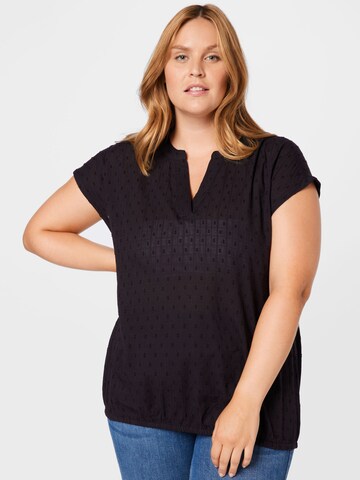 KAFFE CURVE Blouse 'Trina' in Zwart: voorkant