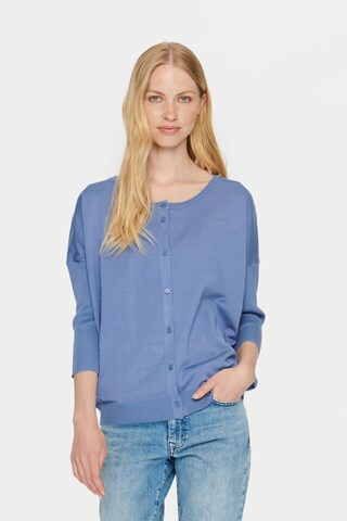 SAINT TROPEZ Gebreid vest 'Mila' in Blauw: voorkant