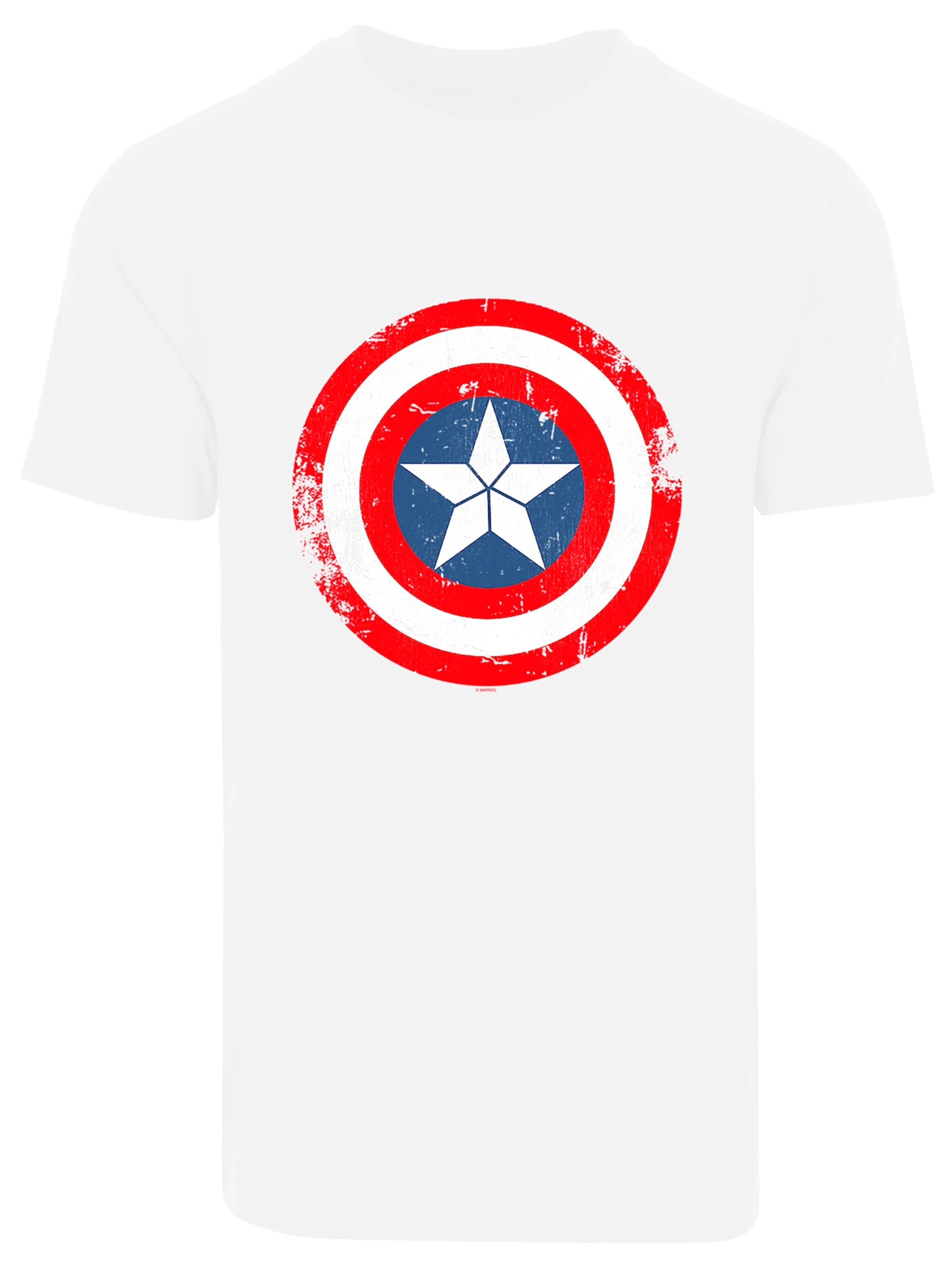 F4NT4STIC Shirt 'Marvel Captain America Schild' in Wit: voorkant
