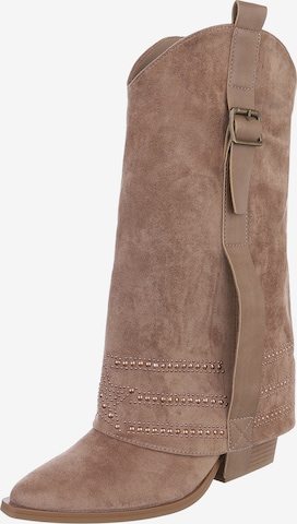 Ital-Design Cowboy Boots in Brown: front
