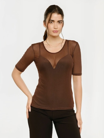 Liberte Essentiel Top ' MESH ' w kolorze brązowy: przód