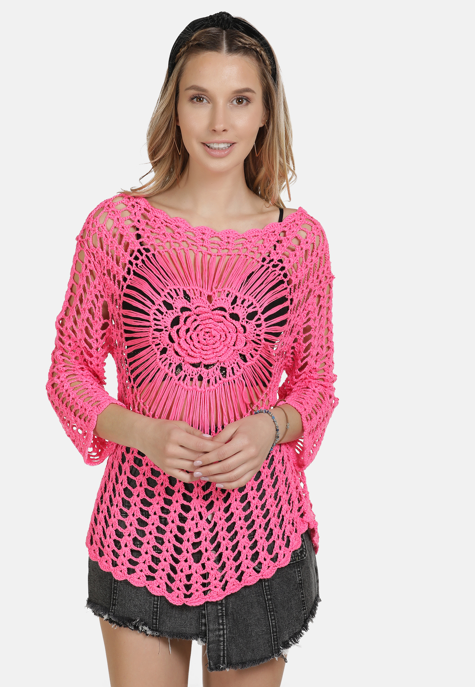Donna Abbigliamento IZIA Pullover in Rosa Neon 