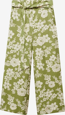 MANGO Szeroka nogawka Spodnie 'PLUMAS' w kolorze zielony: przód