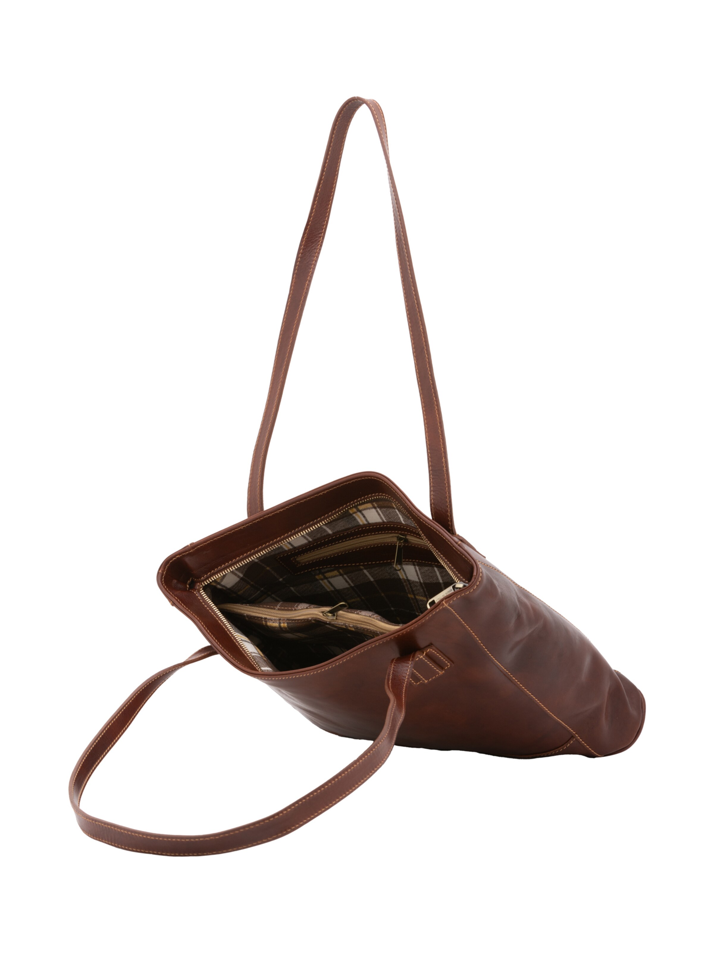Borsa a spalla 'Borsa a Spalla Donna Cressa Vera Pelle Vacchetta - Chiusura Zip' di I Fratelli in marrone