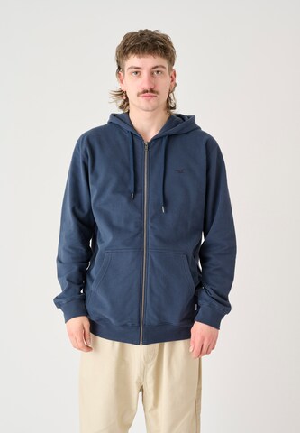Cleptomanicx Zip-Up Hoodie 'Ligull' in Blue: front