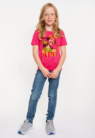 LOGOSHIRT Shirt 'Langstrumpf & Herr Nilsson' in Pink