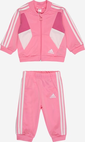 Costum de trening 'Colorblock Shiny' de la ADIDAS SPORTSWEAR pe roz: față