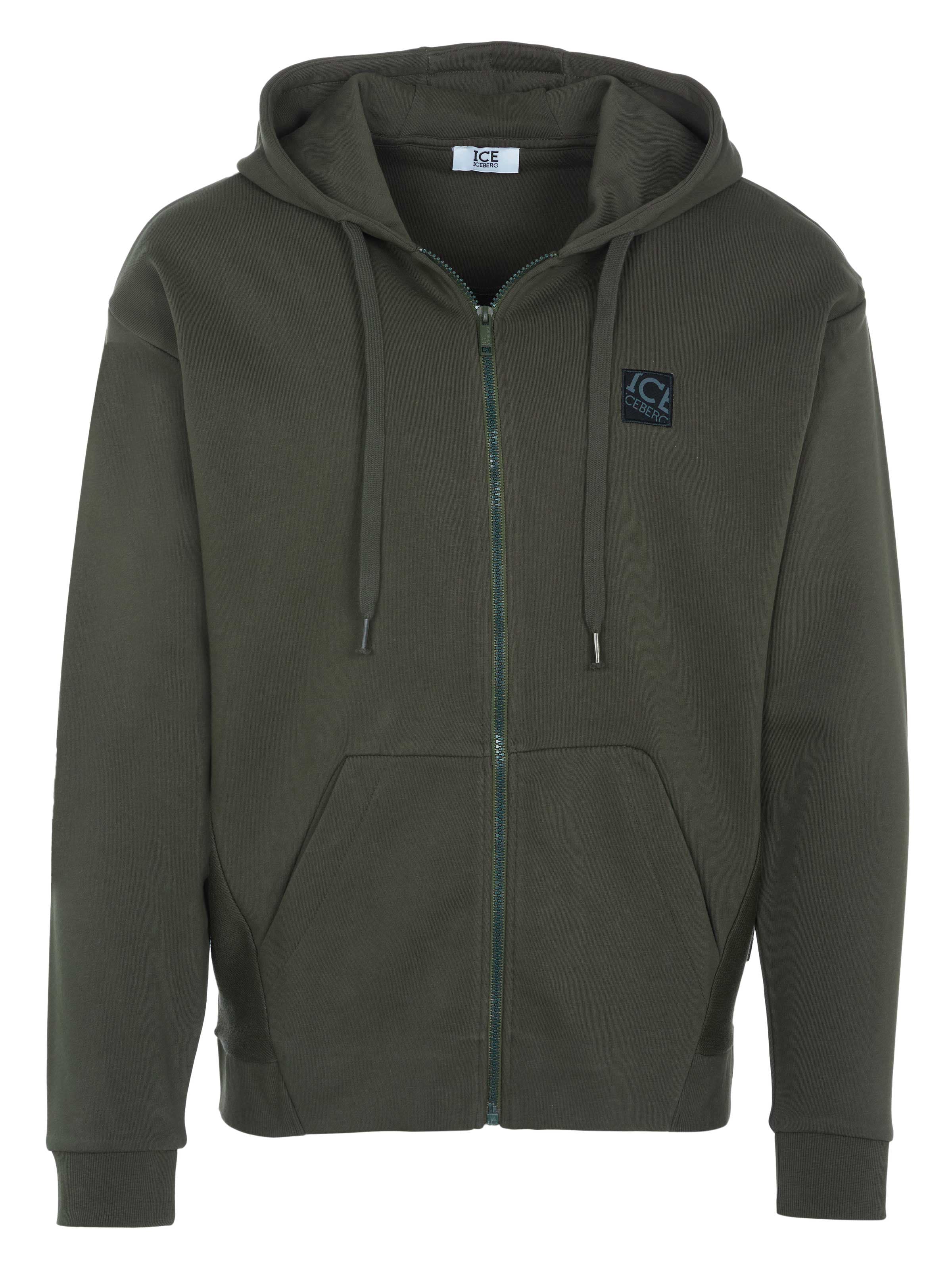 ICEBERG Zip-Up Hoodie in Green: front