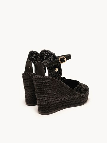 Alhamas Pumps 'Alpargata Cuña 10 cm Terciopelo' in Zwart