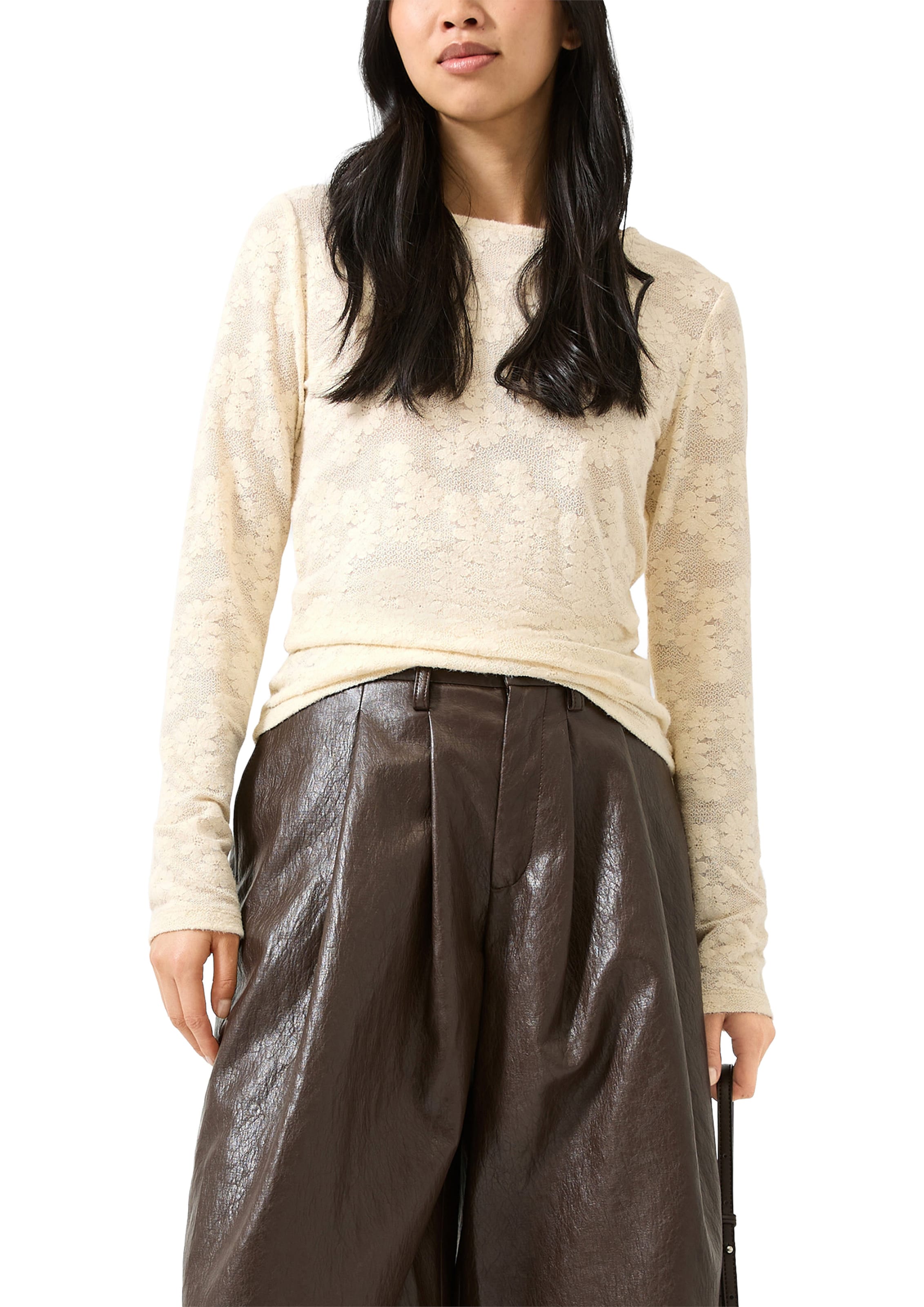 T-shirt QS en beige : devant