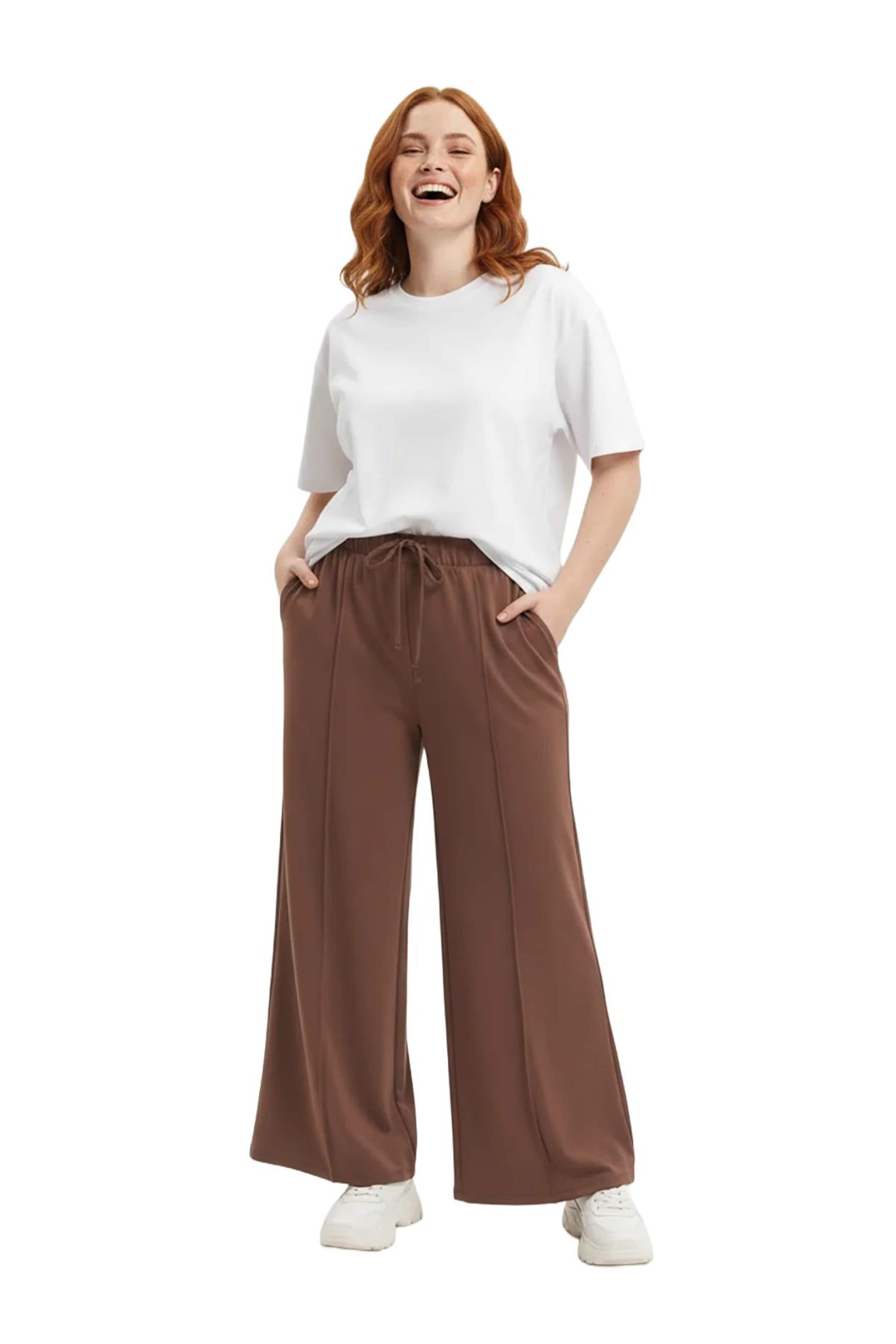 Wide Leg Pantalon Shape Of You en marron : devant