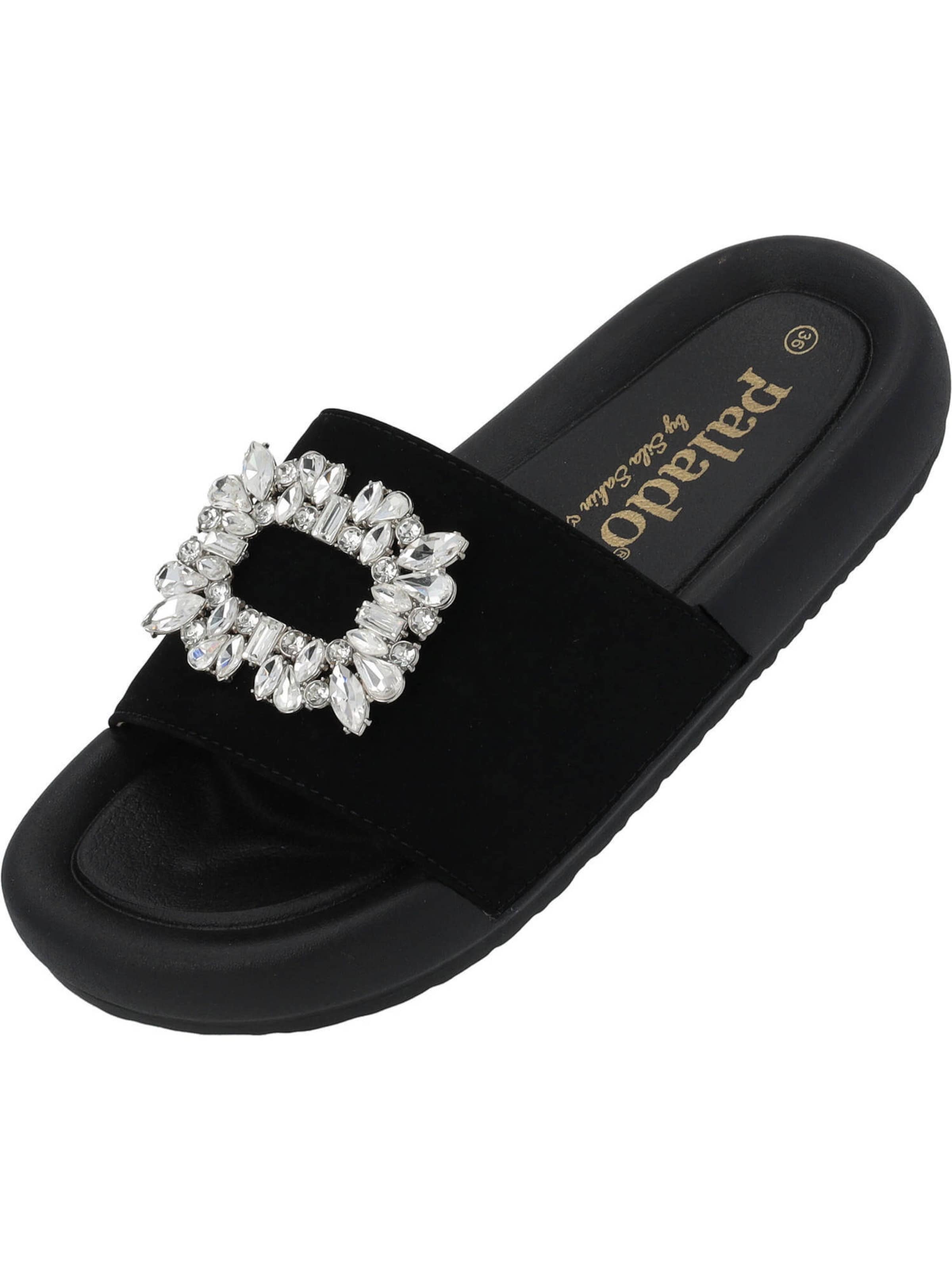 Palado by Sila Sahin Pantolette 'Rocib' in Schwarz: Vorderseite