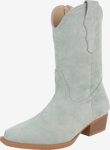 Ital-Design Cowboystiefel in Grün: Vorderseite