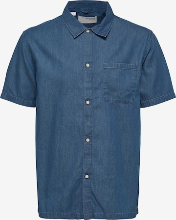 SELECTED HOMME Button Up Shirt 'Mario' in Blue: front