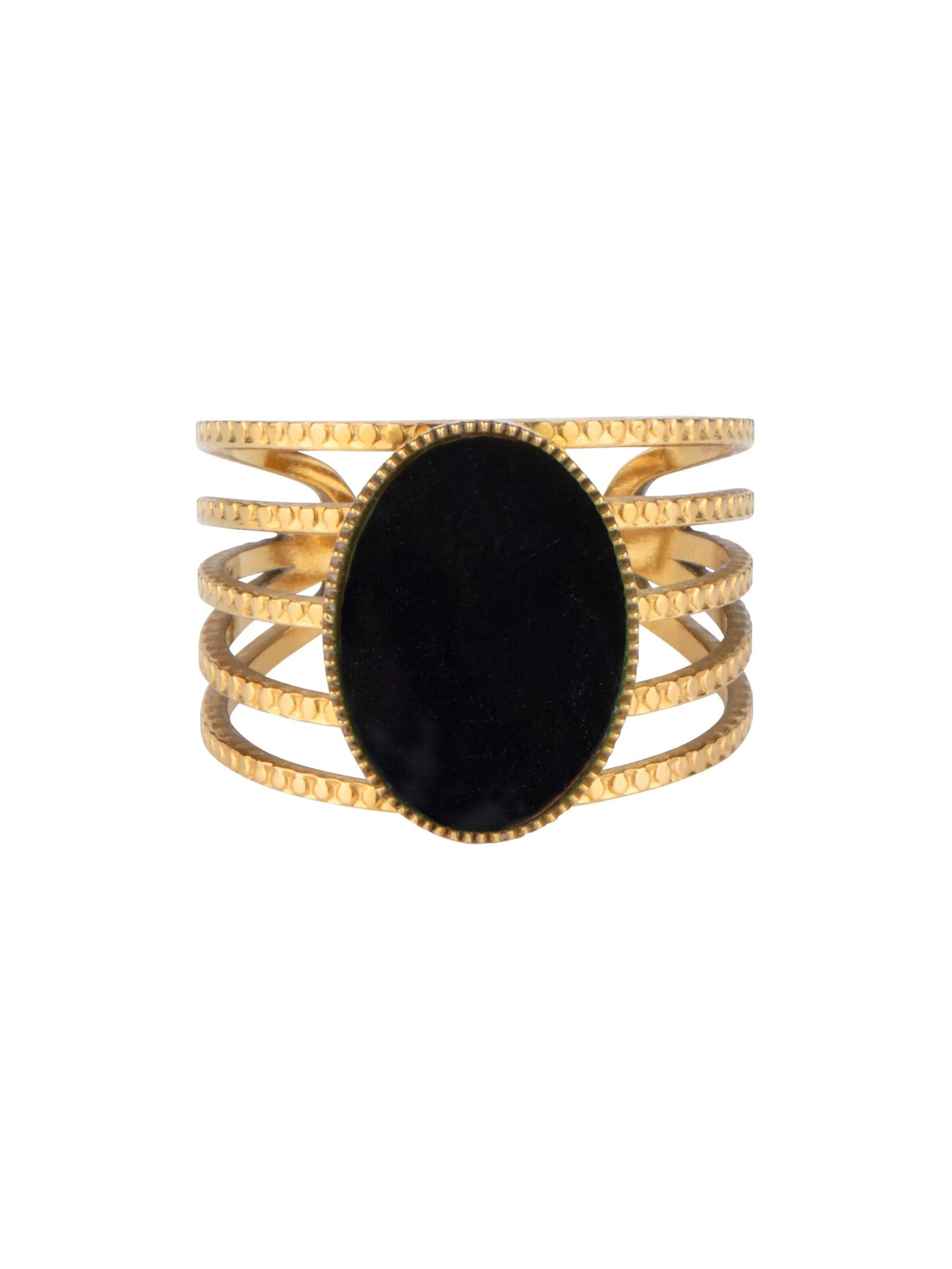 Bague 'Ring Bari' Chic by Lirette en noir : devant