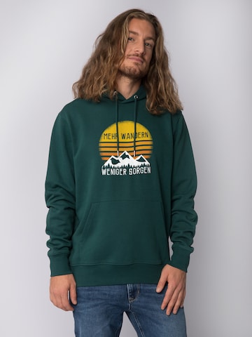 Watapparel Sweatshirt 'Mehr Wandern' in Groen: voorkant