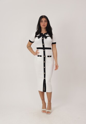 Abito in maglia di Elara in bianco: frontale