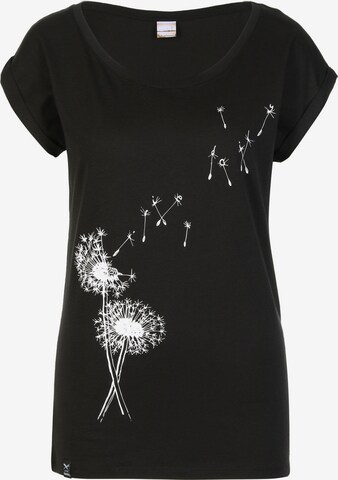 Iriedaily T-shirt 'Pusteblume' i svart: framsida
