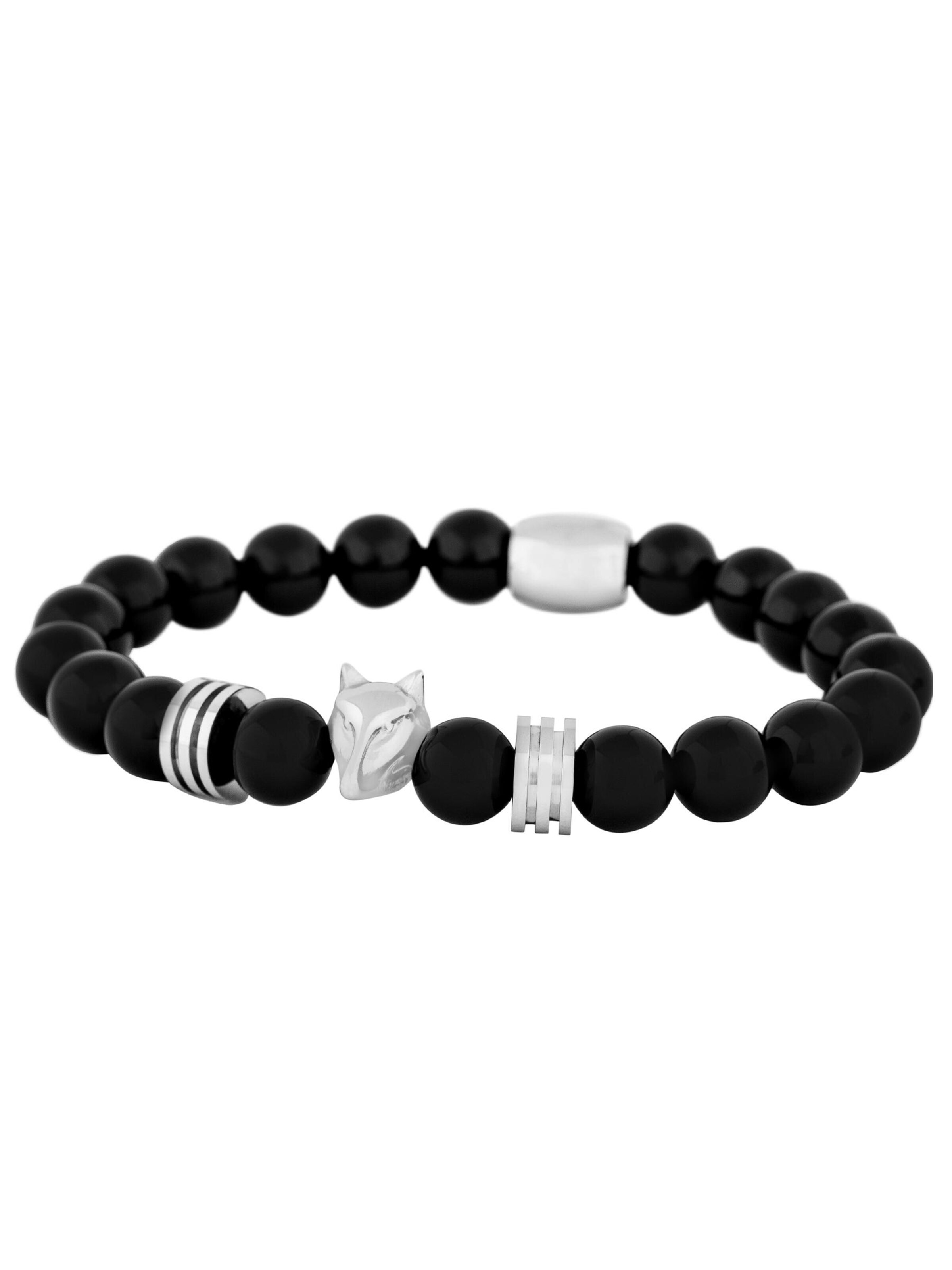Akitsune Bracelet 'Obsidius' in Silver: front