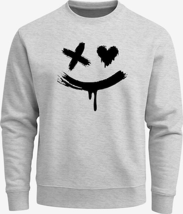 Neverless Sweatshirt 'Creepy Smile' in Grau: Vorderseite