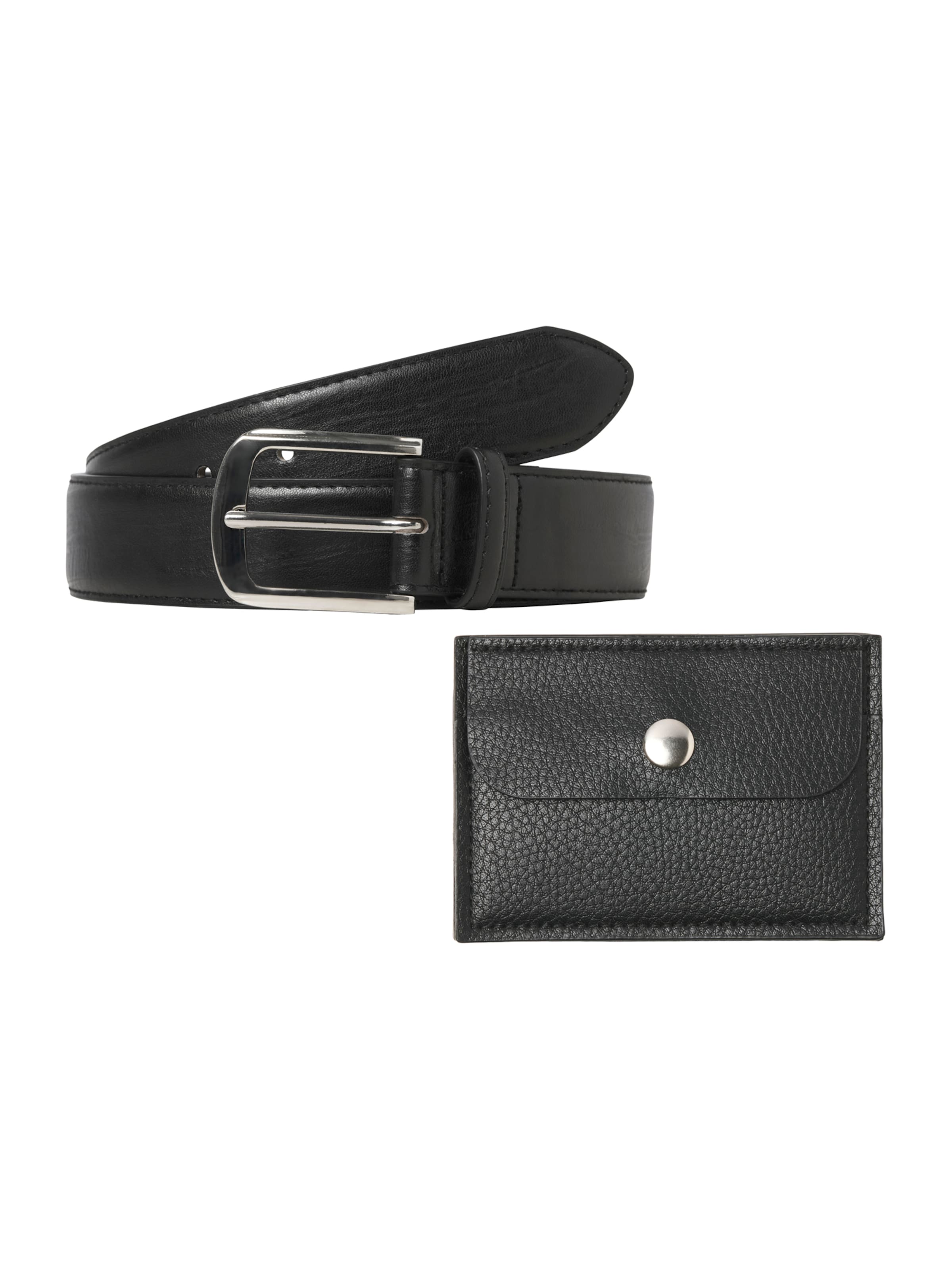 JACK & JONES Gürtel und Etui 'JACPHILIP' in Schwarz: Vorderseite