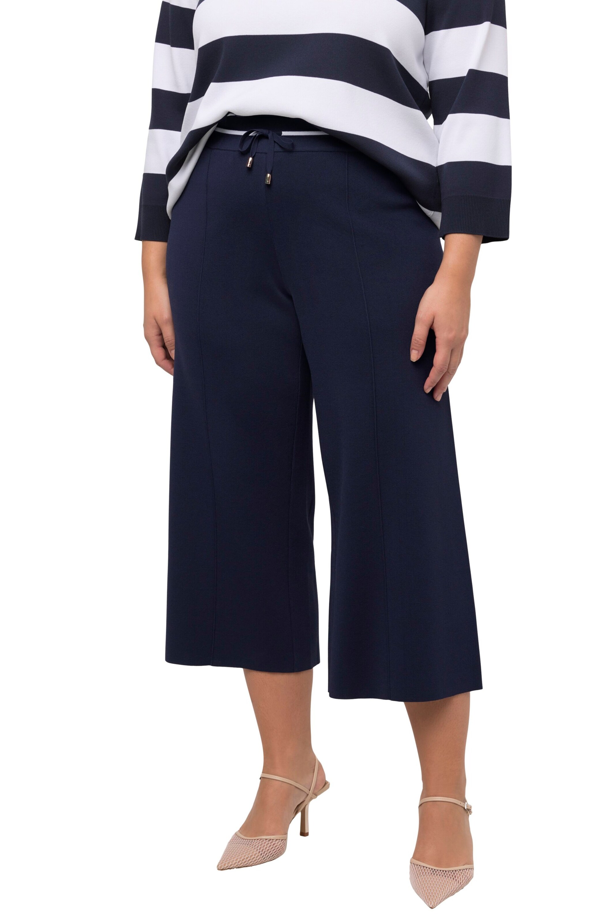 Ulla Popken Wide Leg Hose in Blau: Vorderseite