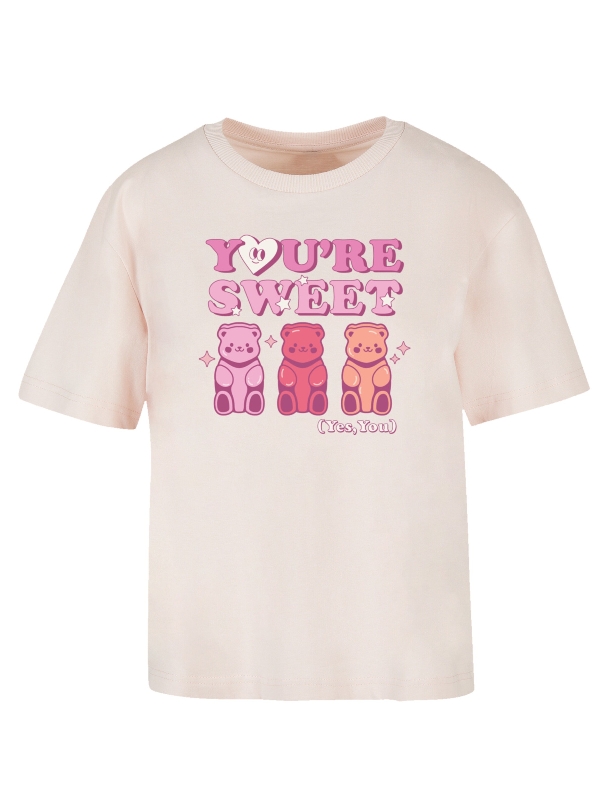 F4NT4STIC Shirt 'Valentinstag You're Sweet Gummy Bears' in Roze: voorkant