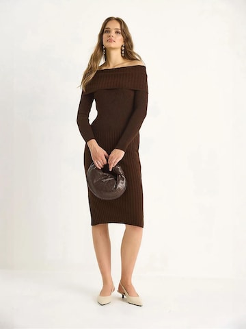 Bianco Lucci Gebreide jurk in Bruin