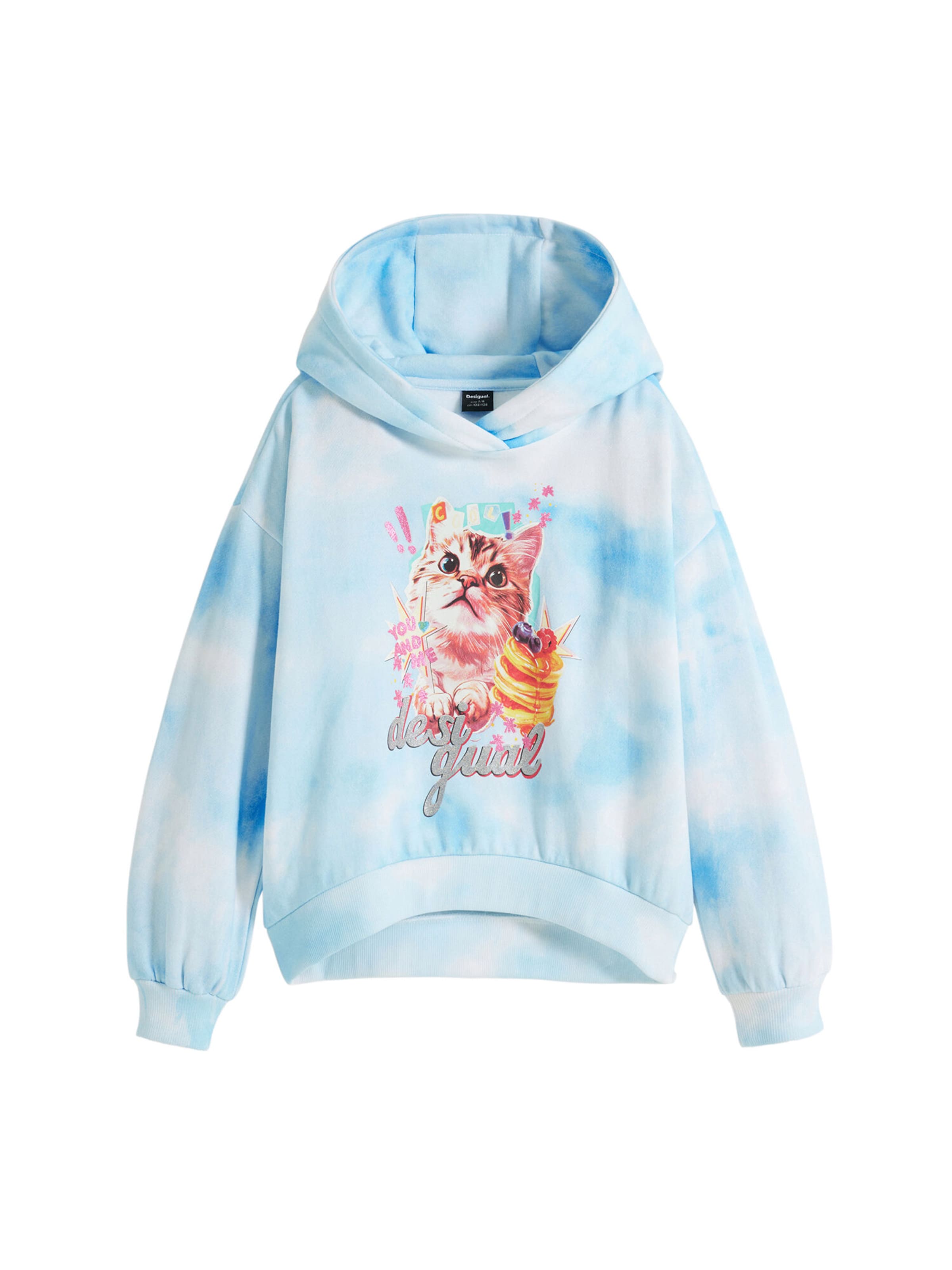 Desigual Hoodie 'Cat Clouds' in Blau: Vorderseite