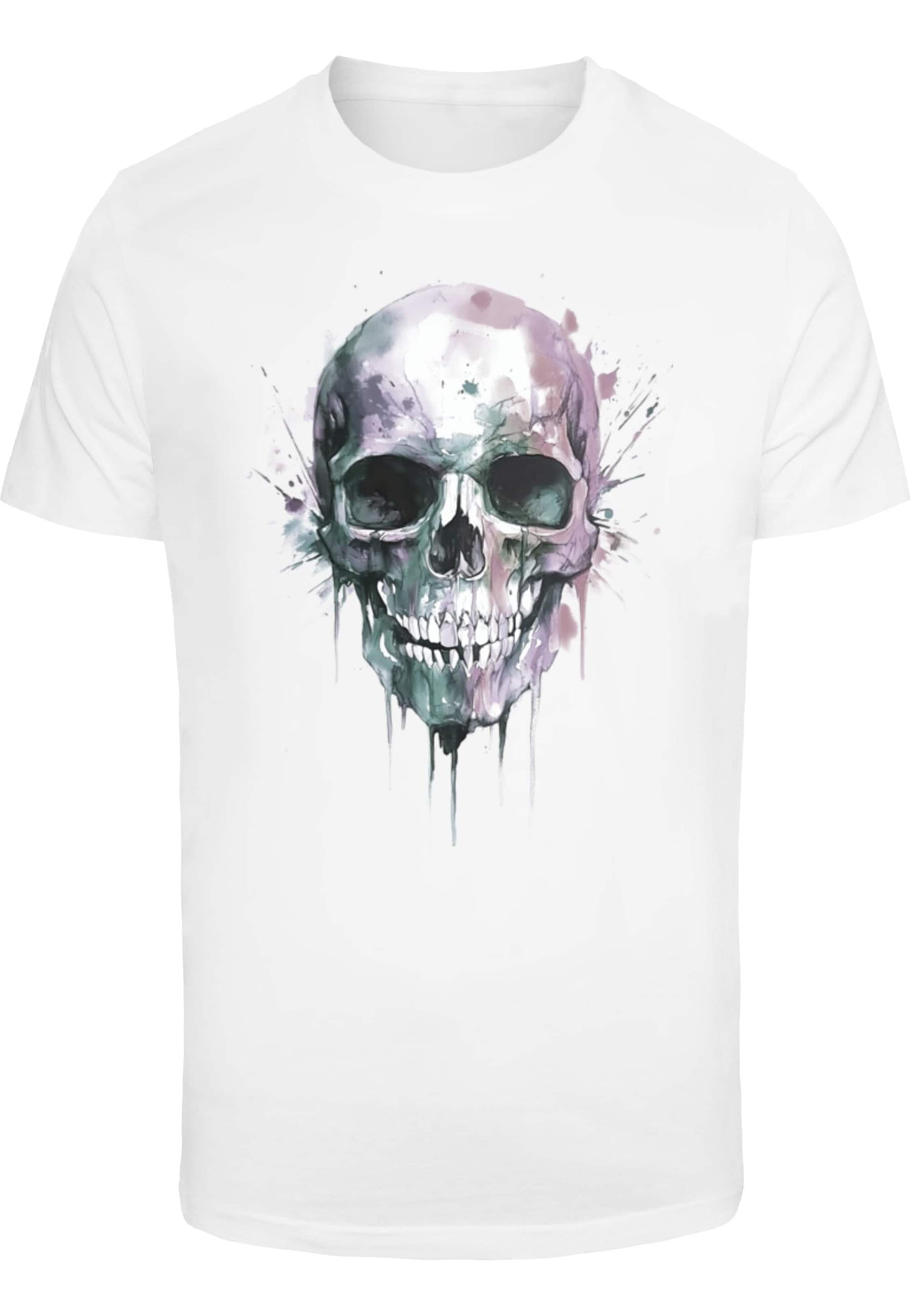 Mister Tee Shirt 'Colorful Skull' in Wit: voorkant