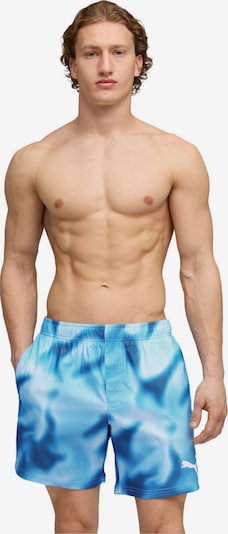 PUMA Pantalon de sport 'Puma Swim Men Printed Rasterized Mid Short' en M en bleu, Vue avec produit