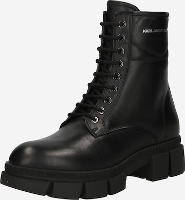 Karl Lagerfeld Lace-Up Ankle Boots 'ARIA' in Black: front