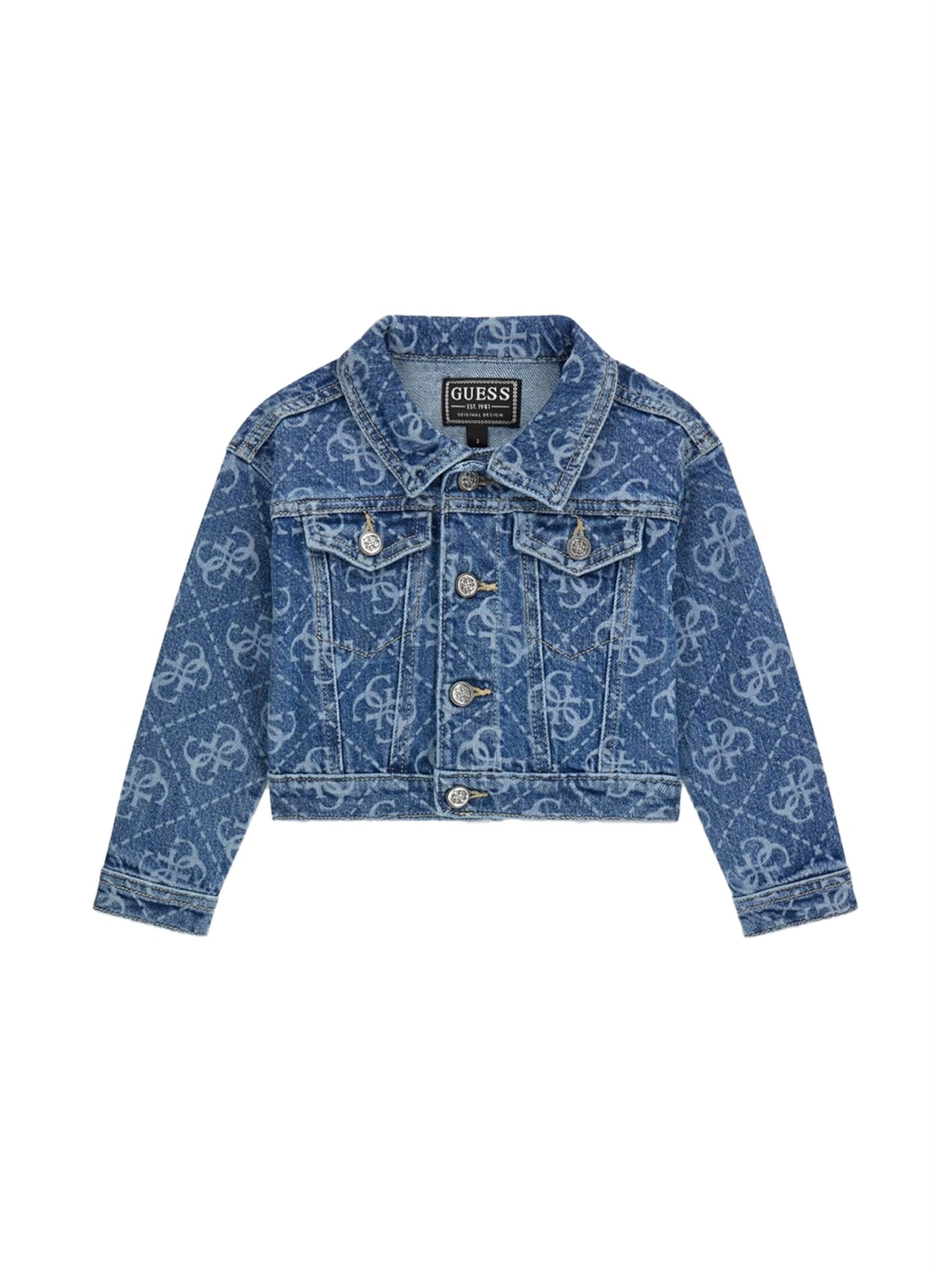 GUESS KIDS Tussenjas 'Giubbino denim blu per bambina' in Blauw: voorkant