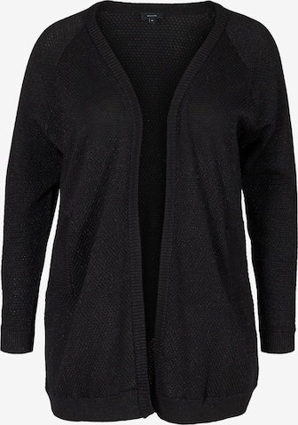 Zizzi Knit Cardigan 'MCUBA HONEY' in Black: front