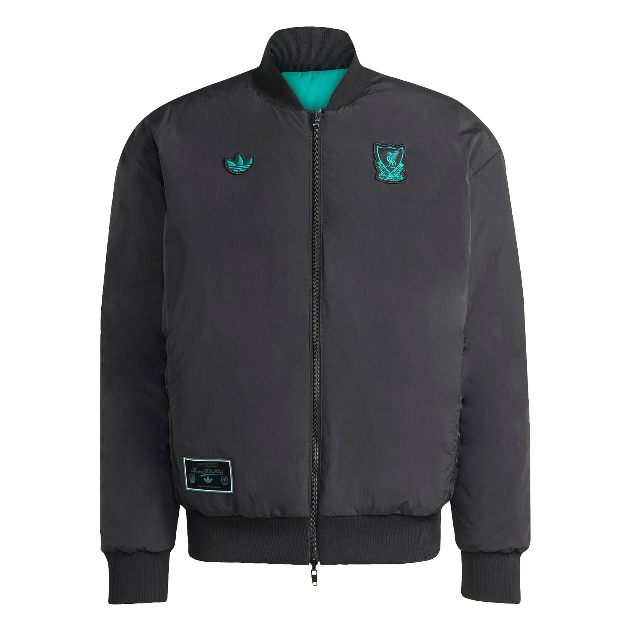 ADIDAS ORIGINALS Trainingsjack 'FC Liverpool Terrace Icons' in de kleur Turquoise / Zwart, Productweergave