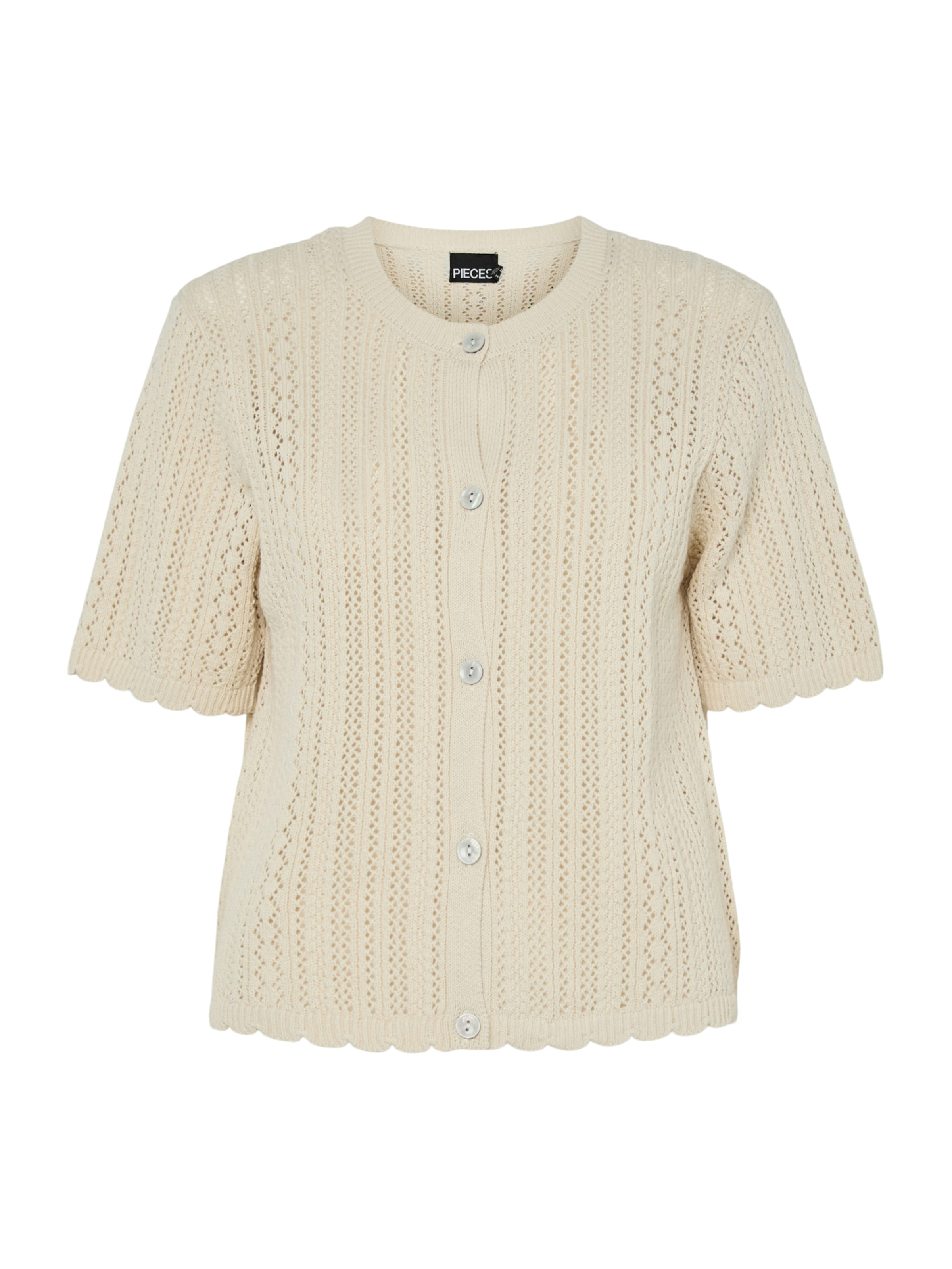 PIECES Πλεκτή ζακέτα 'PCNUKA' σε μπεζ: μπροστά