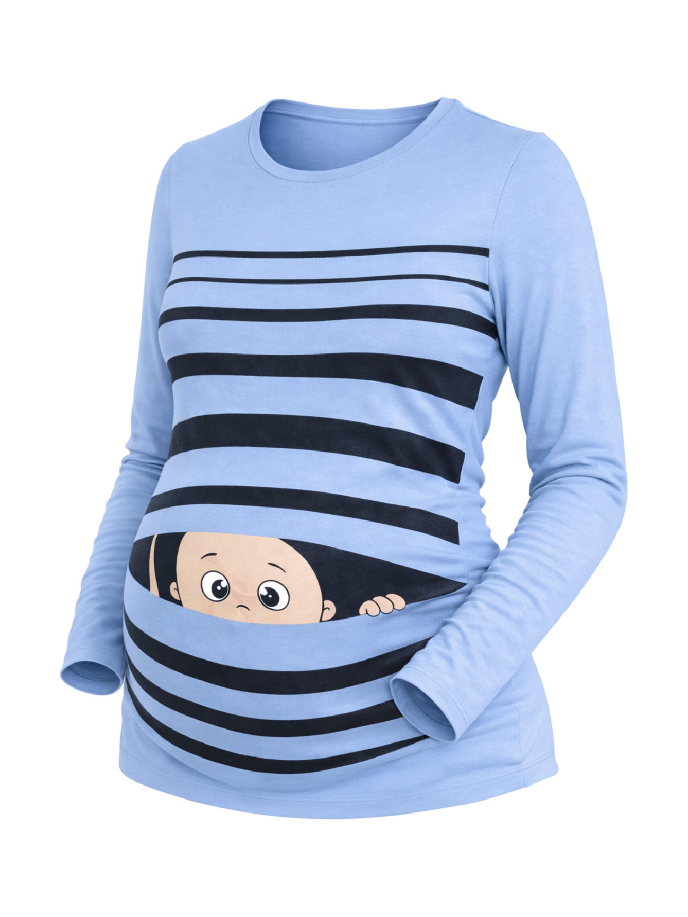 M.M.C. Shirt 'Guck Guck Umstandslangarmshirt' in Blue: front