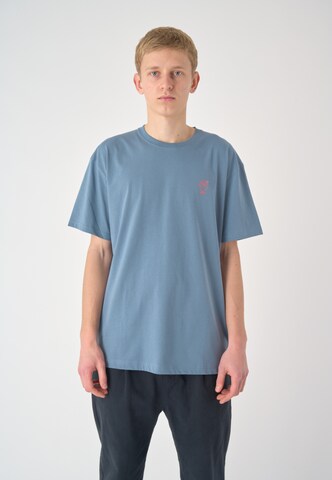 Cleptomanicx T-Shirt 'Sketch Gull' in Blau: Vorderseite