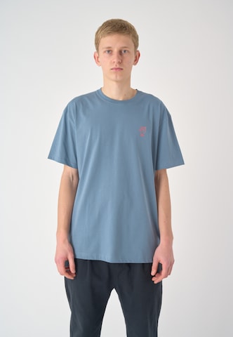 Cleptomanicx Shirt 'Sketch Gull' in Blue: front