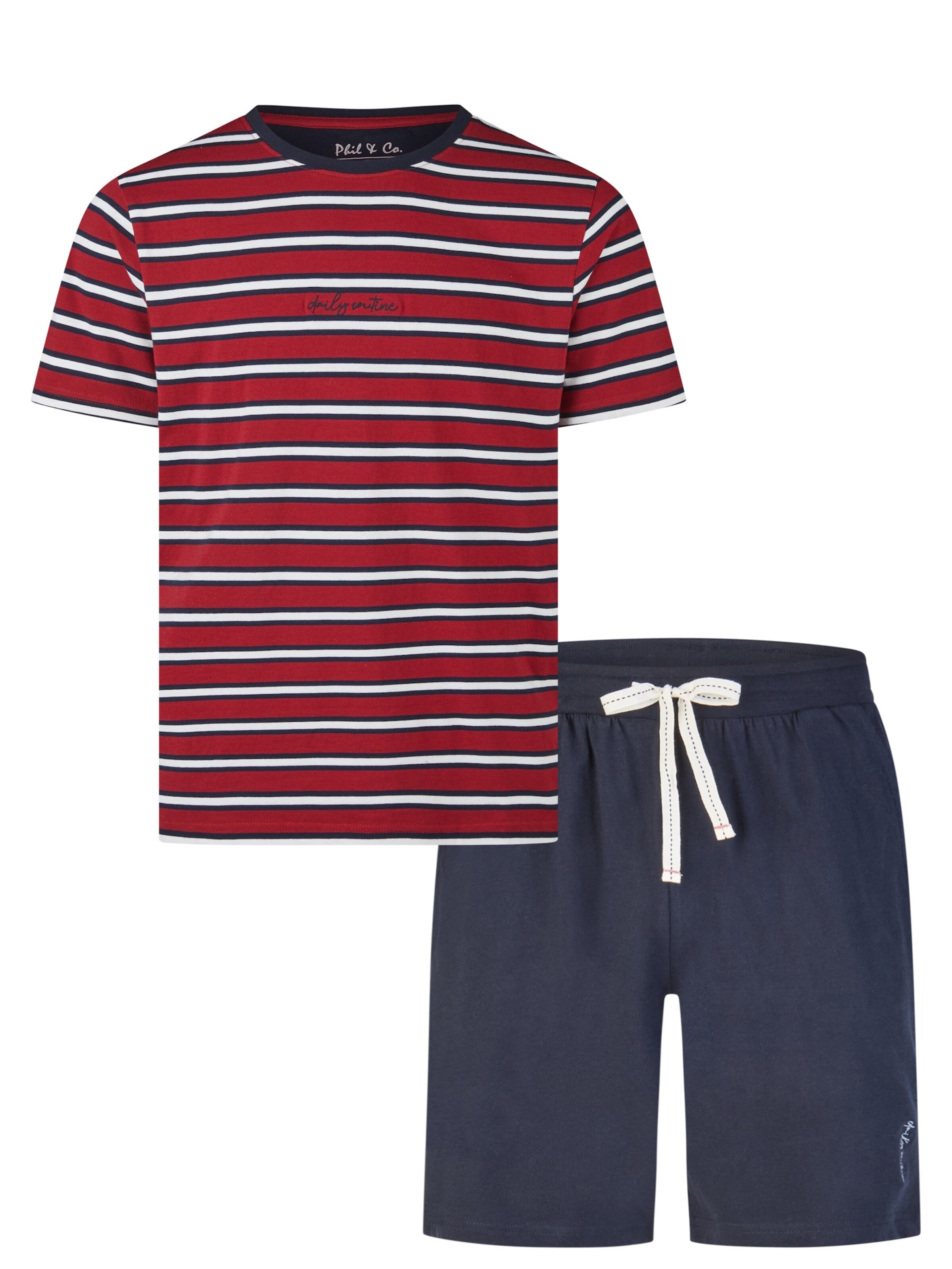 Phil & Co. Berlin Pajama short 'Phil & Co Heren Shortama Korte Pyjama Set' in Red: front